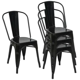 Mendler Bistrostuhl HWC-A73 Metall schwarz 4er Set