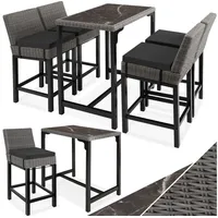 Tectake Rattan Tisch Kutina mit 4 Stühlen Latina mit Aluminiumgestellen, - Grau