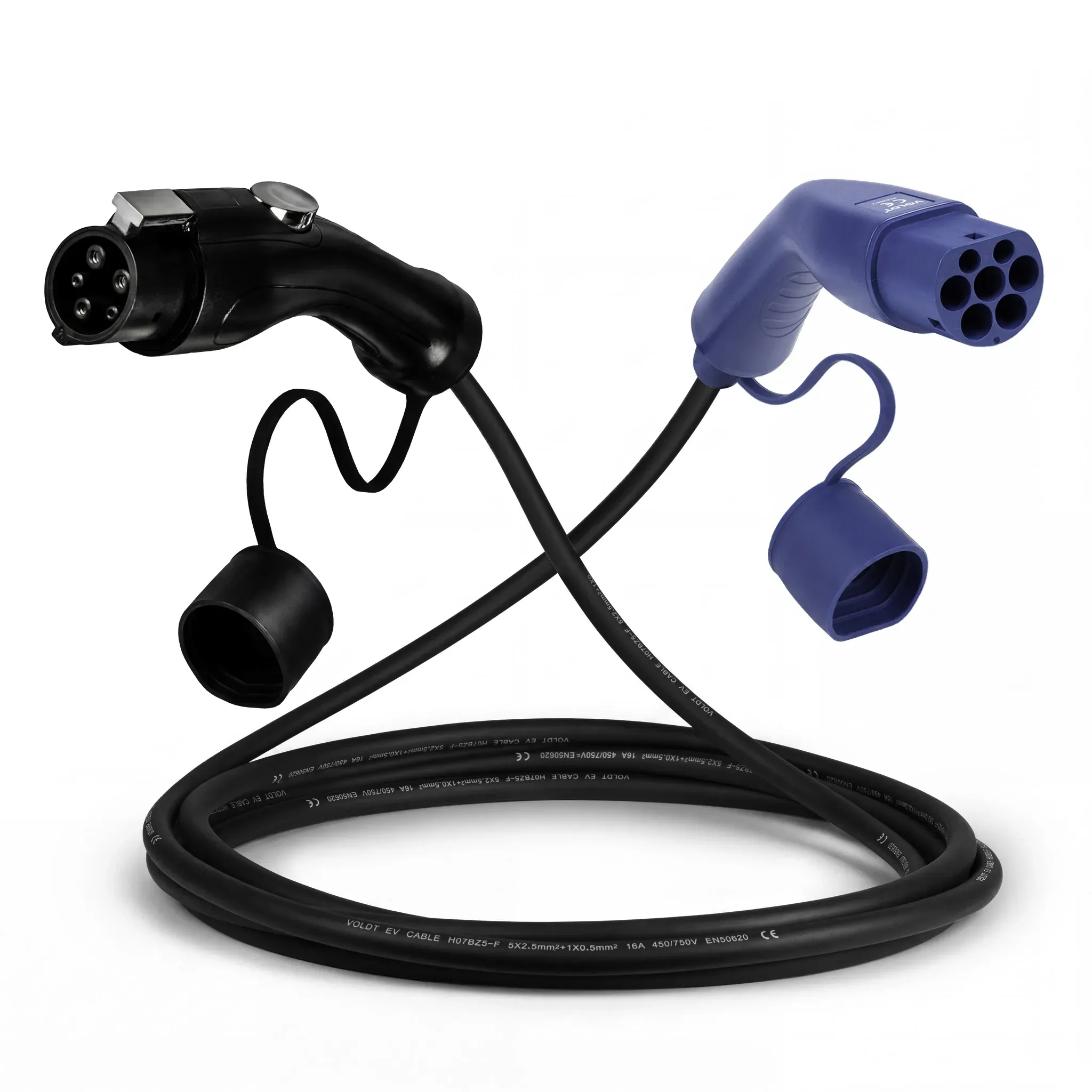 Voldt® Typ 1 - Typ 2 | 1 Phase | 16A | 3,7kW Ladekabel | 6 Meter