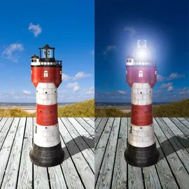 Westerholt Solar Leuchtturm Roter Sand Polyresin 78 cm inkl. LED weiß
