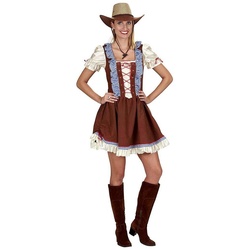 Metamorph Kostüm Cowgirl Lady Kostüm, Kurzes Westernkleid im Trachtenlook braun 40-42
