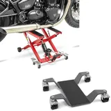 Set: Motorrad Hebebühne Midlift XL bis 500kg rot ConStands mit Rangierhilfe Easy Mover II bis 400kg grau