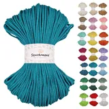 Sznurkomania, Geflochtene Baumwollkordel 3mm 100m, 46 Farben, Häkelkordel, Makramee Kordel, Makramee Garn, Premium Garn, Makramee Seil, (Smaragd)