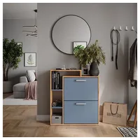 Vicco Orlando 80 x 90 x 24,2 cm 6 Fächer, 2 Schubladen blau / Eiche