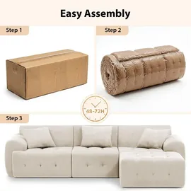 COMHOMA Ecksofa, 245 x 60 x 40 cm, Modulares Sofa mit Schlaffunktion, Schlafsofa, L Form Couch für Wohnzimmer, vakuumverpackt, Flexibel kombinierbar - grau