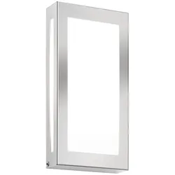 CMD Creative Metalldesign Outdoor LED Wandleuchte Flach, 28 x 14cm, IP44, 12W 3000K, Edelstahl / Opalglas, gebürstet CMD-118/LED