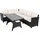 CASARIA Polyrattan Lounge-Set Schwarz/Creme WPC Tischplatte