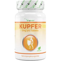 Kupfer 365 - 2 mg - Kupfergluconatt - 365 Tabletten