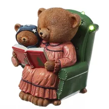 MARELIDA LED Bär mit Teddybär im Sessel Dekofigur Batterie 22cm