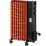 Stahlmann Ölradiator ZR17 2000 Watt, Elektroheizung Energiesparend bis 40 qm Fläche, Heizung Elektrisch mit Thermostat und 3 Heizstufen, Elektrisches Heizgerät, Electric Heater Schwarz