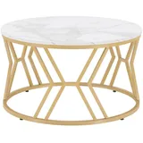 Barberpub Beistelltisch Rund Weiß-Gold Holz 80 x 80 x 46 cm