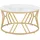 Barberpub Beistelltisch Rund Weiß-Gold Holz 80 x 80 x 46 cm