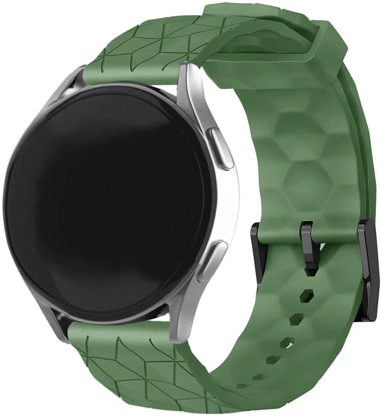 Strap-it Gard Pro Health Smartwatch 3 - 48mm Armband Silikon 'Hexagon' für Gard Pro Health Smartwatch 3  - 48mm - Armeegrün - Schnallenverschluss