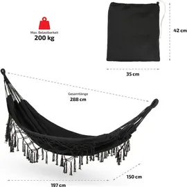 outtec Hängematte, Schwarz, Textil, 150x1x200 cm, Gartenmöbel, Hängematten