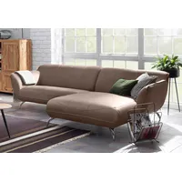 Ecksofa GUTMANN FACTORY "Venezuela" Sofas Gr. B/H/T: 280cm x 80cm x 170cm, Semi-Anilin-Leder, Ottomane rechts, grau (taupe)