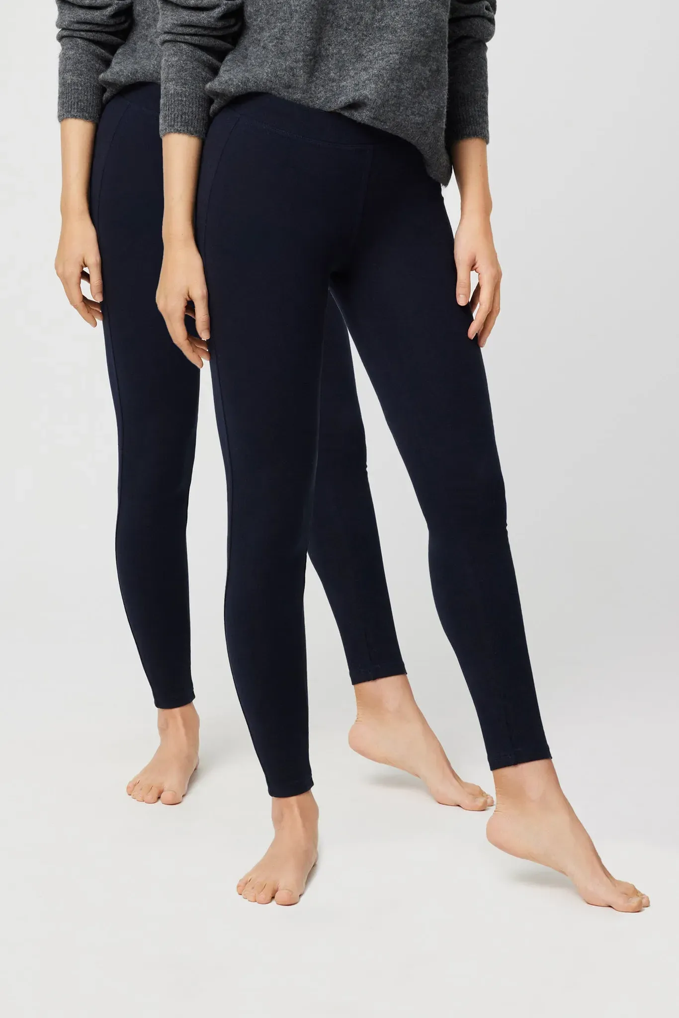 Leggings YSABEL MORA, Damen, Gr. M, N-Gr, navy, Single Jersey, Obermaterial: 95% Baumwolle, 5% Elasthan, eng lang, Hosen Leggings