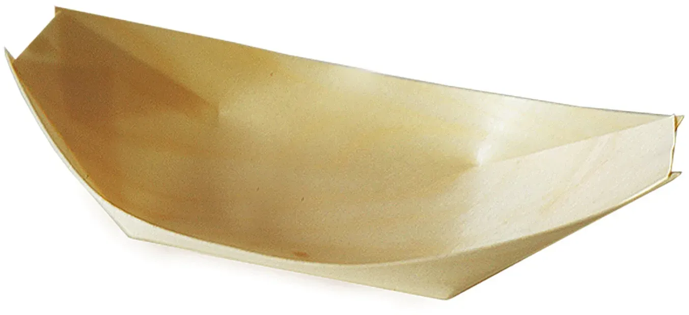 Fingerfood-Schale aus Holz schiffchenförmig 16,5 x 8,5 cm, 100 Stk.
