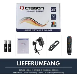 Octagon SF8008 V3 Supreme UHD 4K Combo-Receiver DVB-S2X & DVB-C/T2, E2, M.2, Dual-WiFi) 512 GB SSD