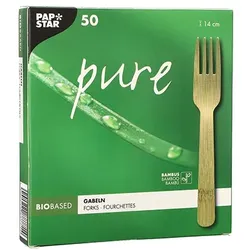 PAPSTAR 50 Gabeln, Bambus "pure" 14 cm