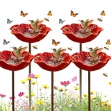 Bienentränke für den Garten, 65 cm Metall-Blumen-Gartenstecker Vogeltränke, Insektentränke für Bienen und Schmetterlinge, Futterschale – für den Rasen (5pcs)