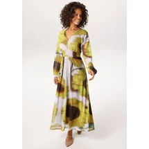 Aniston CASUAL Maxikleid mit großflächigen Sonnenblumen Braun/Grün/Schwarz 36