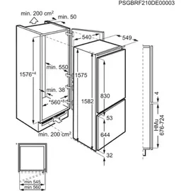 AEG OS5S161ES Einbau-Kühlgefrierkombination (233 l, 1572 mm hoch)