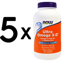 (900 g, 230,82 EUR/1Kg) 5 x (NOW Foods Ultra Omega 3-D with Vitamin D-3 - 180 s