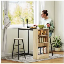 Homcom Bartisch mit Barhocker Set 3-tlg. 120 x 75 x 60 cm Eiche Schwarz