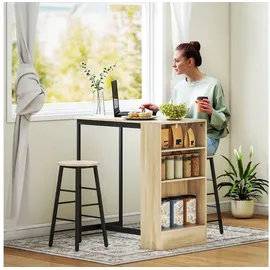 Homcom Bartisch mit Barhocker Set 3-tlg. 120 x 75 x 60 cm Eiche Schwarz