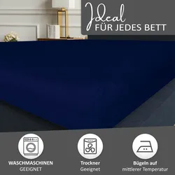 Spannbettlaken Jersey 100% Baumwolle 140-160x200 cm Dunkelblau 2er Pack