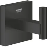 Grohe Start Cube Bademantelhaken (verdeckte Befestigung, zum Kleben und Bohren geeignet, langlebig), mattschwarz,