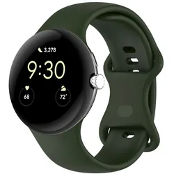 Armband für Google Pixel Watch 3/Watch 2/Watch 1 41mm, Bizon Strap Watch Silicone S, Dunkelgrün