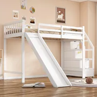 Moimhear 90 * 200cm, Hochbett, Kinderbett, mit Rutsche, Ablageleiter, EN747 Zertifiziert, weiß