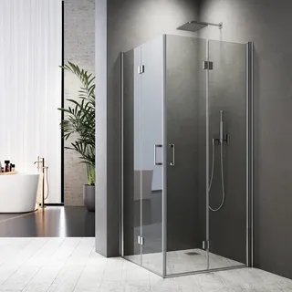 90x120 Duschkabine Drehfalttür 120x90 Falttür Eckeinstieg Drehfalttür 180° Dusche Duschabtrennung 6mm NANO Glas Höhe 195cm