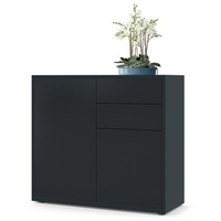 Vladon Kommode Ben (Kommode, mit 2 Türen und 2 Schubladen), Schwarz matt/Schwarz matt (79 x 74 x 36 cm) schwarz