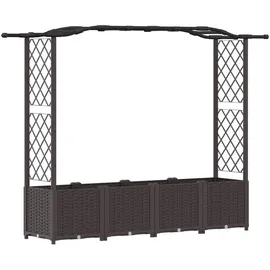 vidaXL Hochbeet mit Rankgitter und Dach 204 x 40 x 141 cm Braun