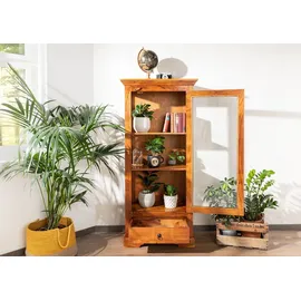 Massivmoebel24 Vitrine Akazie 72 x 40 x 155 cm Honig