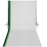 vidaXL Fotohintergrund Fotostudio Set 3 Baumwolle-Hintergründe Rahmen verstellbar 3x6m schwarz