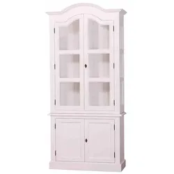 Vitrine Landhaus aus Kiefernholz, 2 Glastüren, 2 Türen