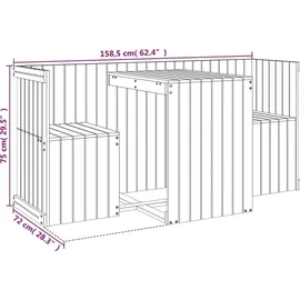 vidaXL Balkonmöbel-Set 2-Sitzer Schwarz Massivholz Kiefer - vidaXL