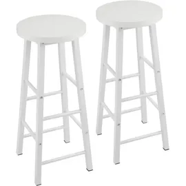 Woltu Barhocker 2er Set Bistrohocker, Gestell aus stabilem Stahl, Sitzfläche aus MDF, Weiß