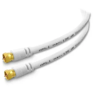 ARLI TV-Kabel, F Stecker, F-Stecker (1000 cm), 10m Anschlusskabel TV HD Satkabel vergoldet 135 dB Sat Kabel Digital weiß