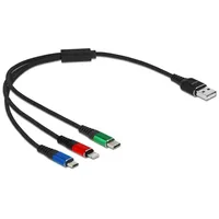 Delock USB Ladekabel 3 in 1 für Lightning/MicroUSB/Type-C 30 cm 3-farbig