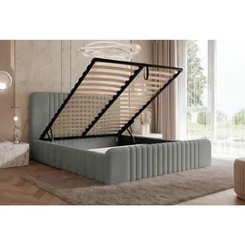 FEDVE Polsterbett, Grau, Textil, 140x200 cm, Schlafzimmer, Betten, Polsterbetten