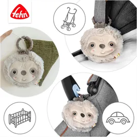 Fehn Greifspielzeug Lazy, Crazy & Pink, Stoffbuch Faultier grau