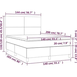 vidaXL Boxspringbett mit Matratze Dunkelbraun 140x200 cm Stoff