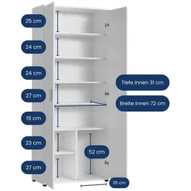 home collective Mehrzweckschrank 75 x 35 x 184 cm Weiß