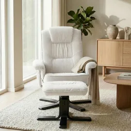 Idimex Relaxsessel Charly Kord 76 x 87 x 61 cm Weiß/Schwarz mit Hocker