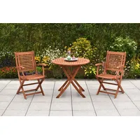 MERXX Cordoba Set 2 Sessel Klapptisch Ø 65cm Eukalyptus