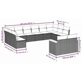 vidaXL Gartensofa-Set 14-tlg. schwarz